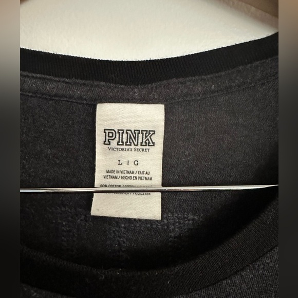 PINK Victoria Secrets Grey/Blacj with Sequence Tshirt Size L - Picture 5 of 9
